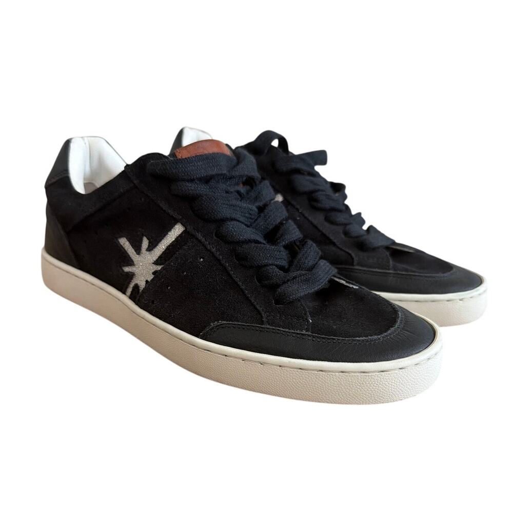 Ross & Snow Black Stardust Water-Resistant Leather Sneakers Italy Women's 6.5